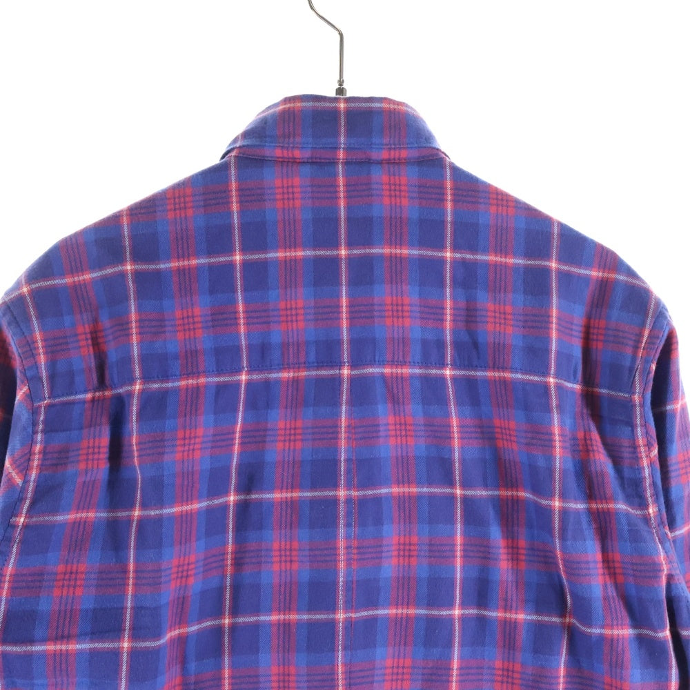 CHROME HEARTS(クロムハーツ) LOOSEENDS LS ルーズエンド エルボースターパッチ クロスボールボタン チェック長袖シャツ レッド/ブルー