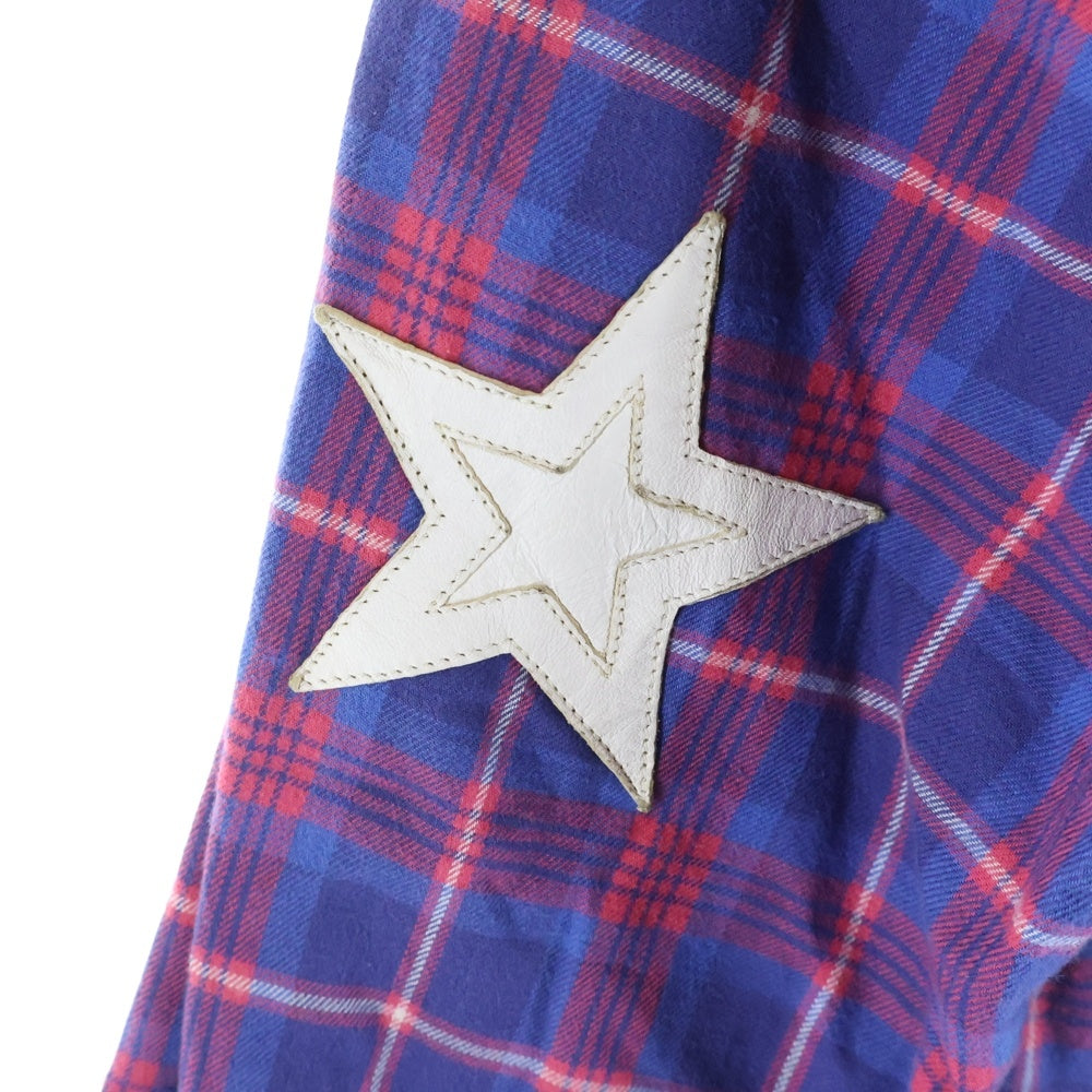 CHROME HEARTS(クロムハーツ) LOOSEENDS LS ルーズエンド エルボースターパッチ クロスボールボタン チェック長袖シャツ レッド/ブルー