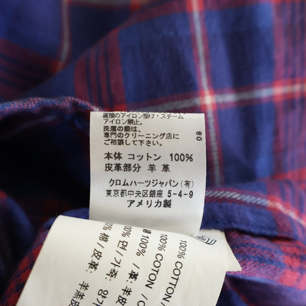 CHROME HEARTS(クロムハーツ) LOOSEENDS LS ルーズエンド エルボースターパッチ クロスボールボタン チェック長袖シャツ レッド/ブルー