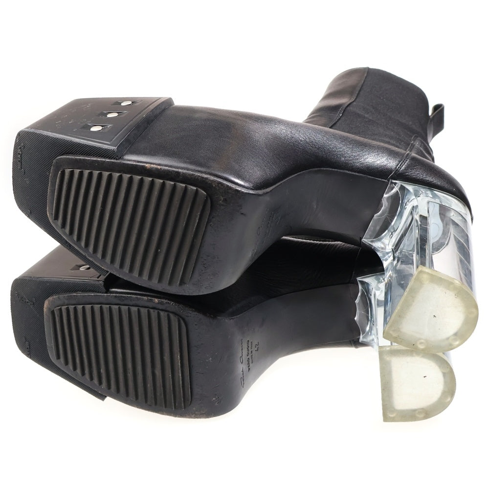 Rick Owens(リックオウエンス) KISS BOOTS キス ブーツ ウッドソール クリアヒール レザーブーツ ブラック
