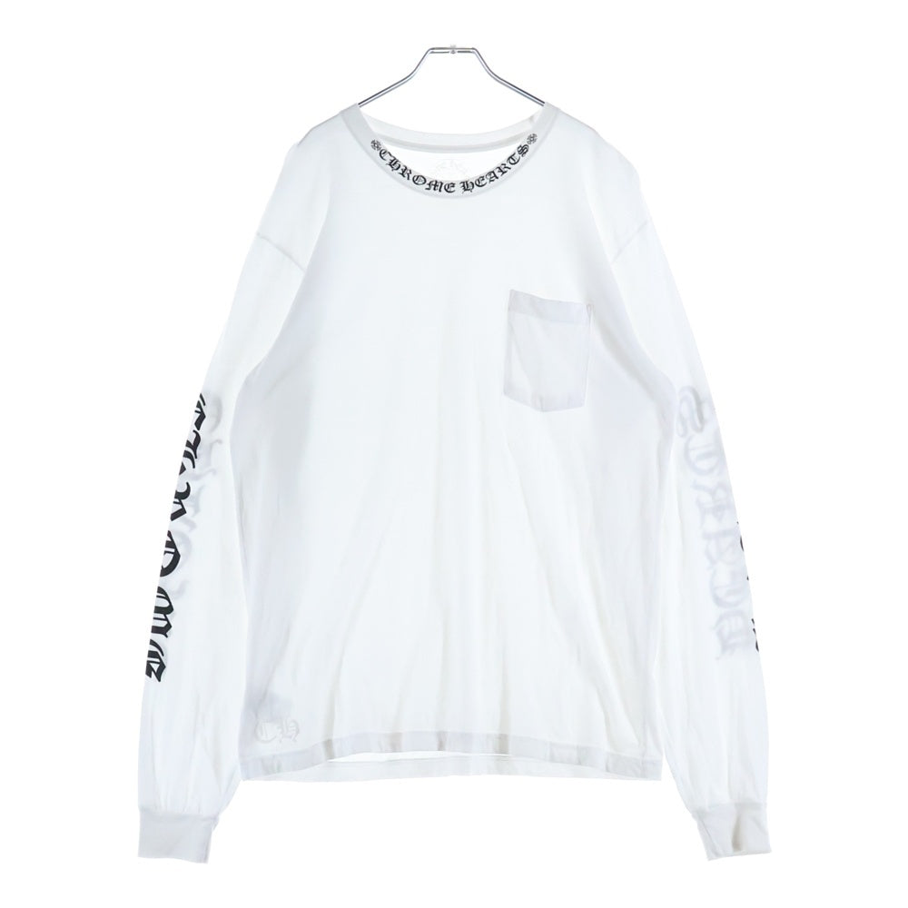 CHROME HEARTS(クロムハーツ) Neck Logo L/S TEE ネックロゴ ロングスリーブ長袖Tシャツ ホワイト