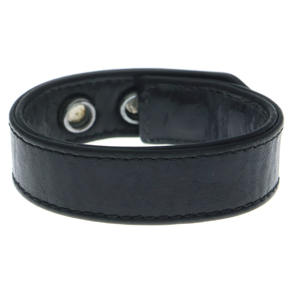 CHROME HEARTS(クロムハーツ) ×KYOSUKE HIMURO 3BTN 2SNP 氷室 京介 クロスボール 3ボタン2スナップ レザーブレスレット ブラック/シルバー BCA123