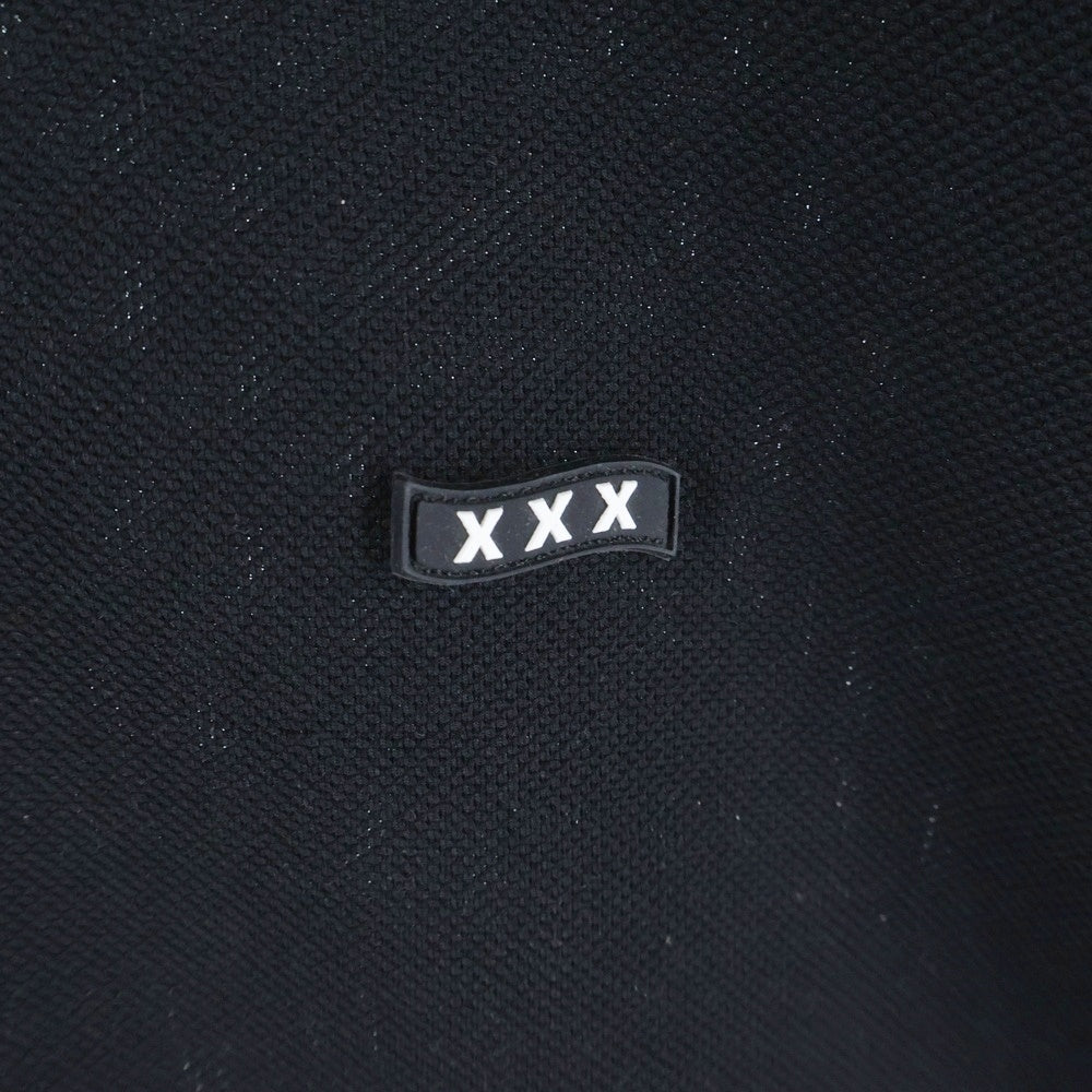 GOD SELECTION XXX(ゴッドセレクショントリプルエックス) ラバーロゴ パイル地 半袖ポロシャツ ブラック