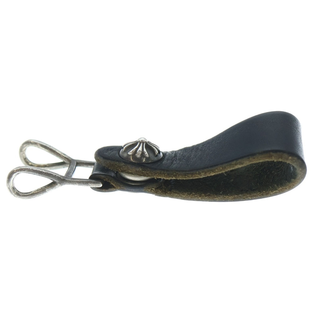 CHROME HEARTS(クロムハーツ) BELT LOOP クロスボールボタンレザーベルトループ シルバー/ブラック BCA397