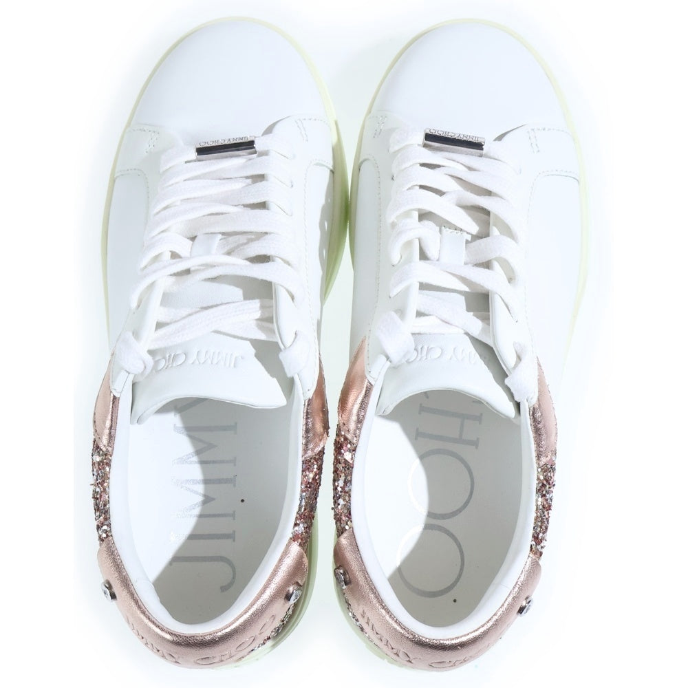 JIMMY CHOO(ジミーチュウ) ROME F-CGX スパンコール ローカットスニーカー ホワイト/ローズピンク レディース