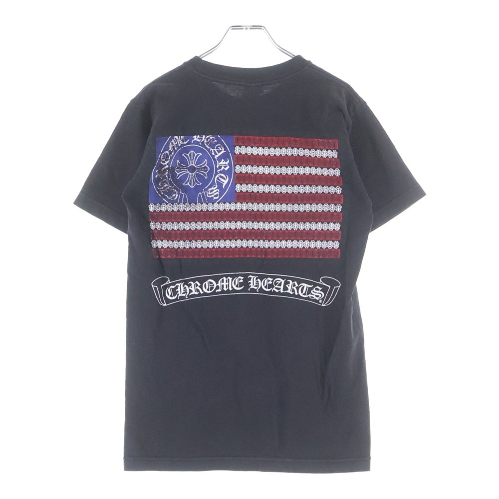 CHROME HEARTS(クロムハーツ) OLD AMERICAN FLAG TEE オールド アメリカンフラッグTシャツ 星条旗 ホースシュープリント 半袖カットソー ブラック