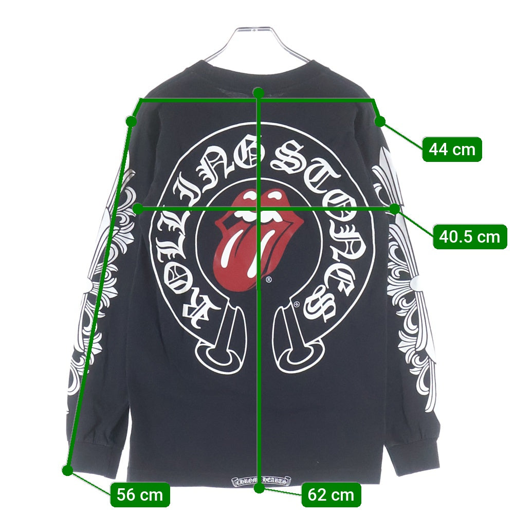 CHROME HEARTS(クロムハーツ) OLD ローリングストーンズ リップアンドタン バックホースシュー 袖フローラル 長袖Tシャツ ブラック