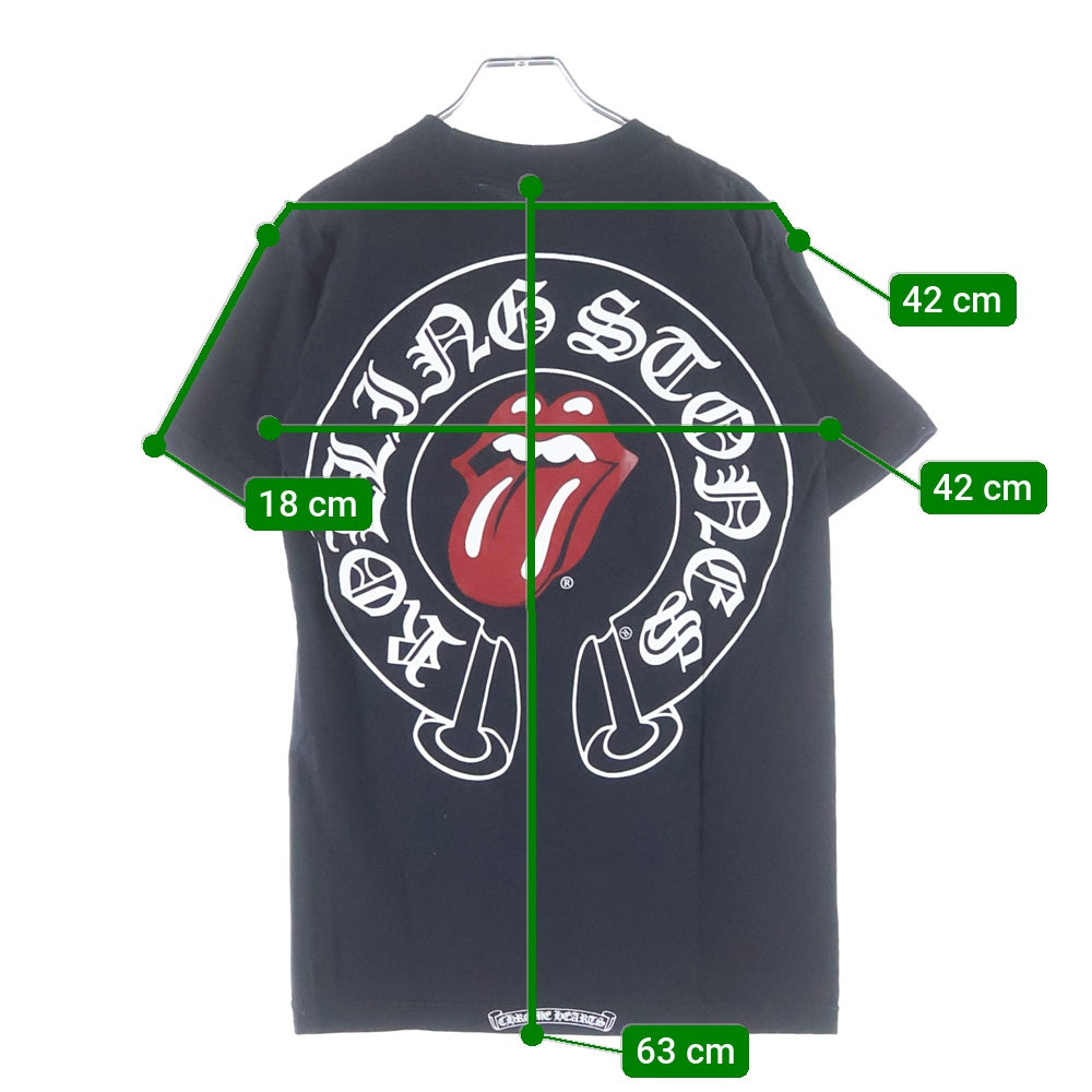 CHROME HEARTS(クロムハーツ) OLD ローリングストーンズ リップアンドタン バックホースシュー 半袖Tシャツ ブラック