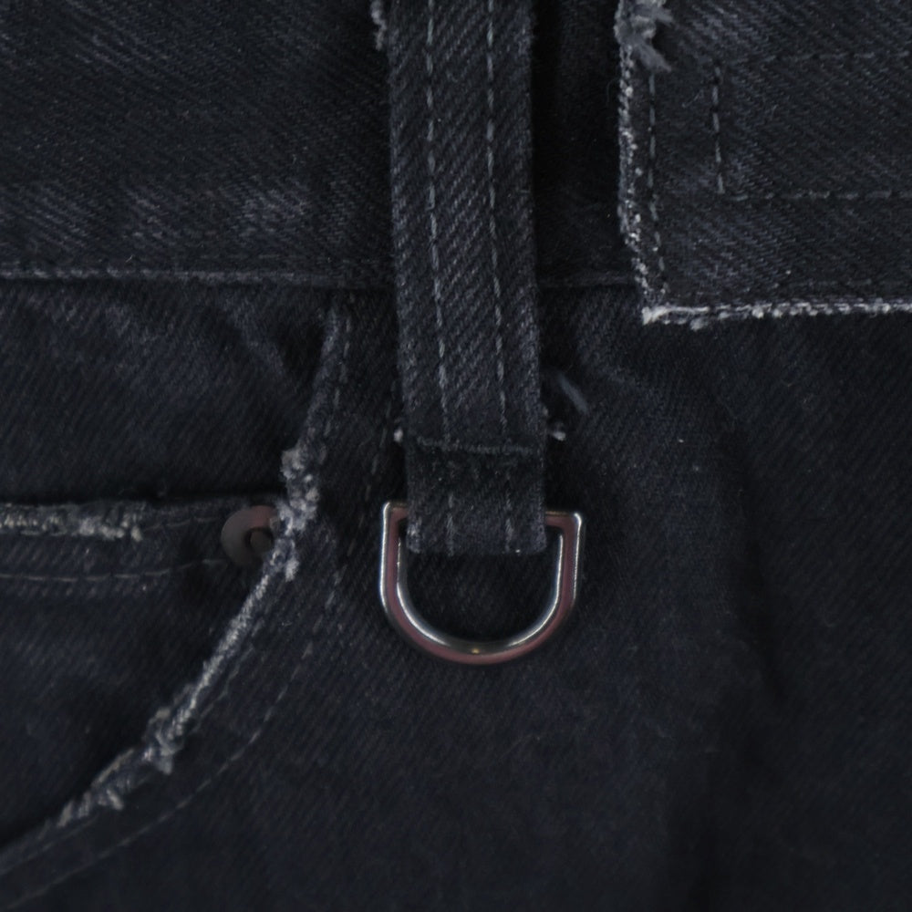 ISAMU KATAYAMA BACKLASH(イサムカタヤマバックラッシュ) シルケット13.5oz ハーフ丈 オールインワン つなぎ ブラック 1104-03