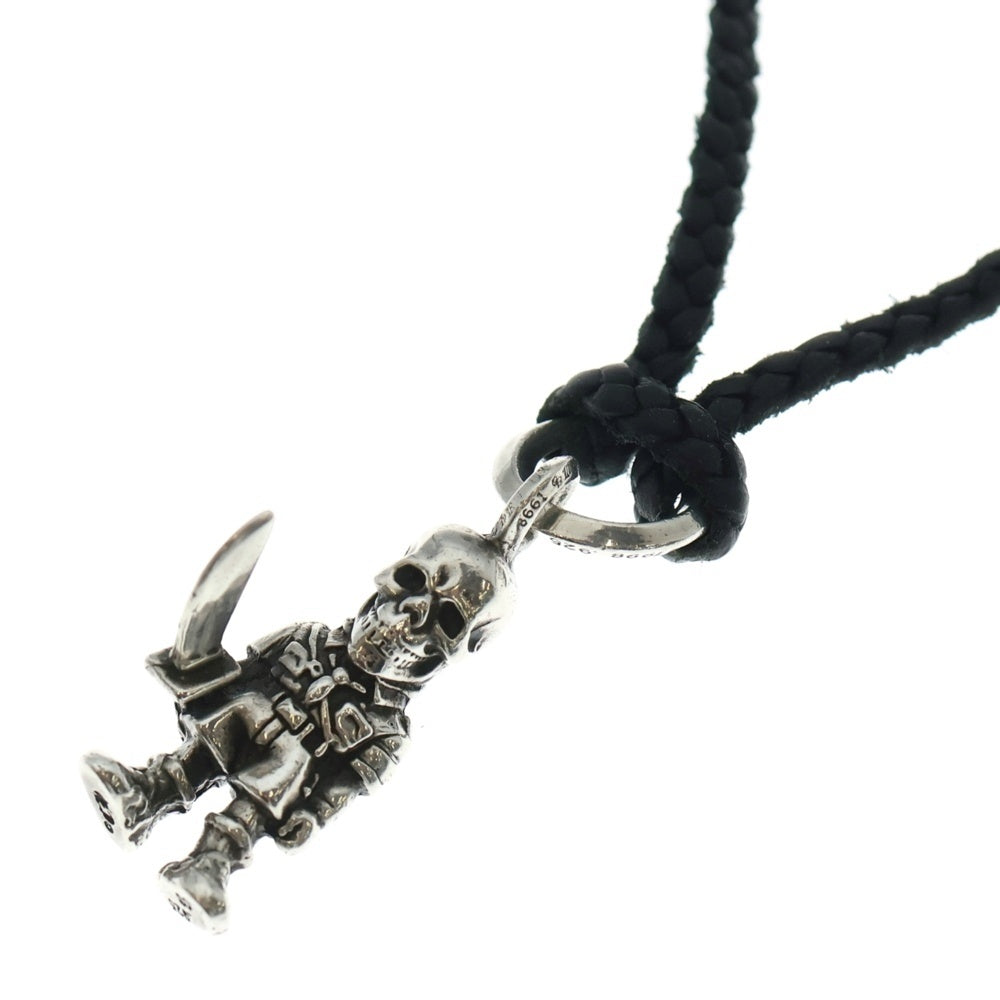 CHROME HEARTS(クロムハーツ) FOTI PEPE LEATHER BRAID フォティ ペペ レザーブレード ネックレス ブラック/シルバー