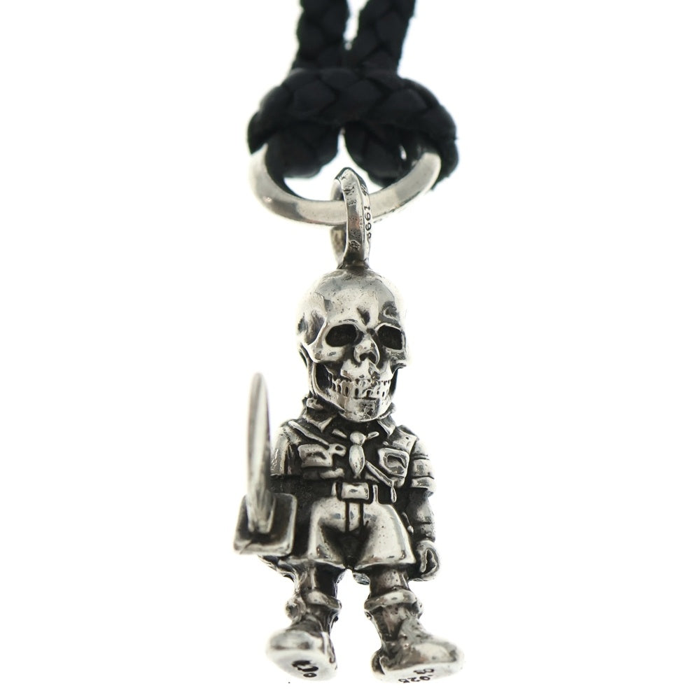CHROME HEARTS(クロムハーツ) FOTI PEPE LEATHER BRAID フォティ ペペ レザーブレード ネックレス ブラック/シルバー