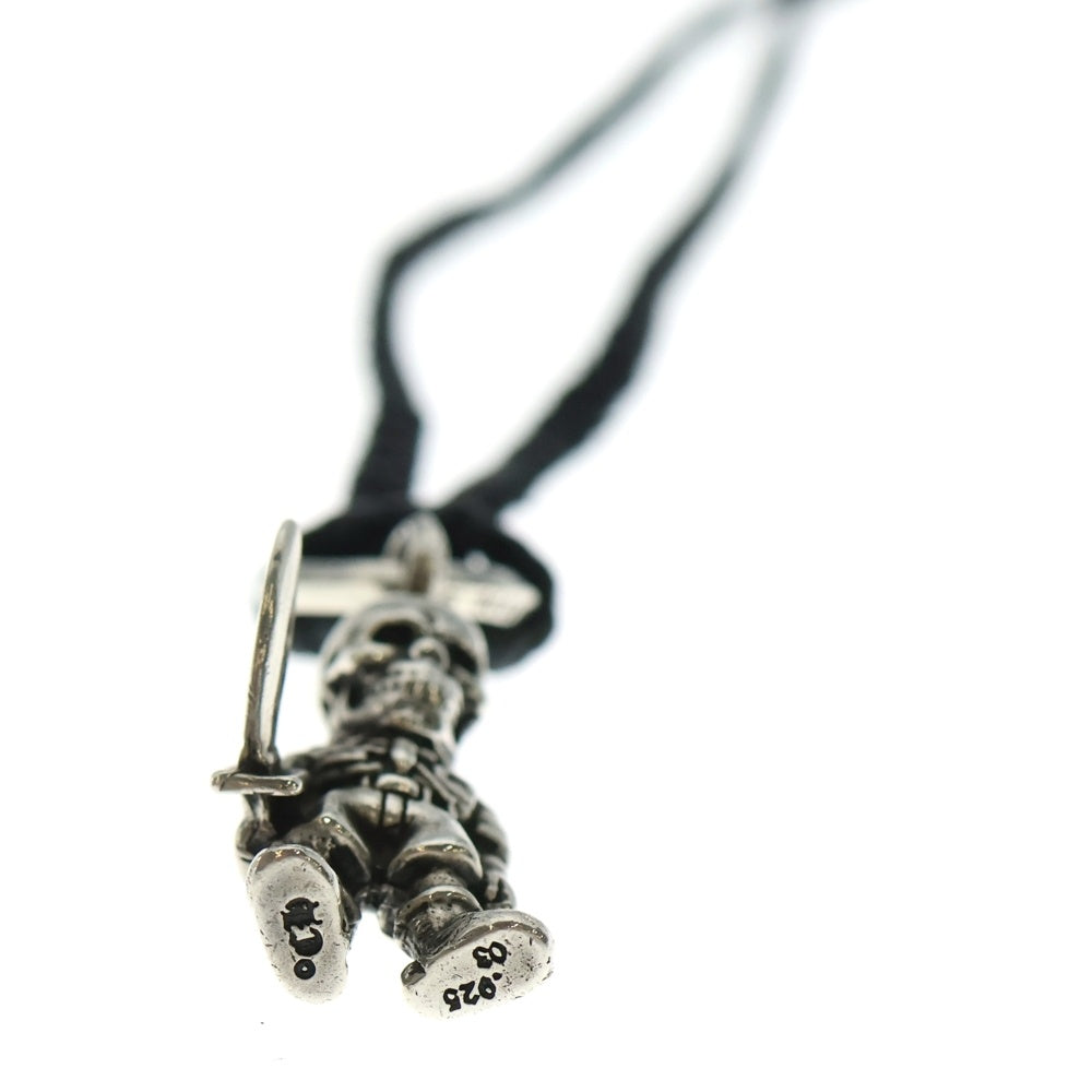CHROME HEARTS(クロムハーツ) FOTI PEPE LEATHER BRAID フォティ ペペ レザーブレード ネックレス ブラック/シルバー