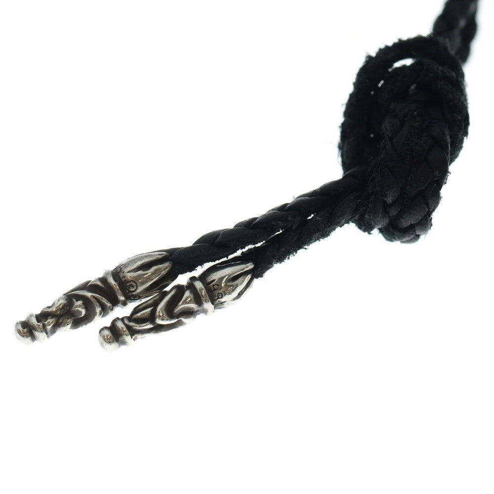CHROME HEARTS(クロムハーツ) FOTI PEPE LEATHER BRAID フォティ ペペ レザーブレード ネックレス ブラック/シルバー
