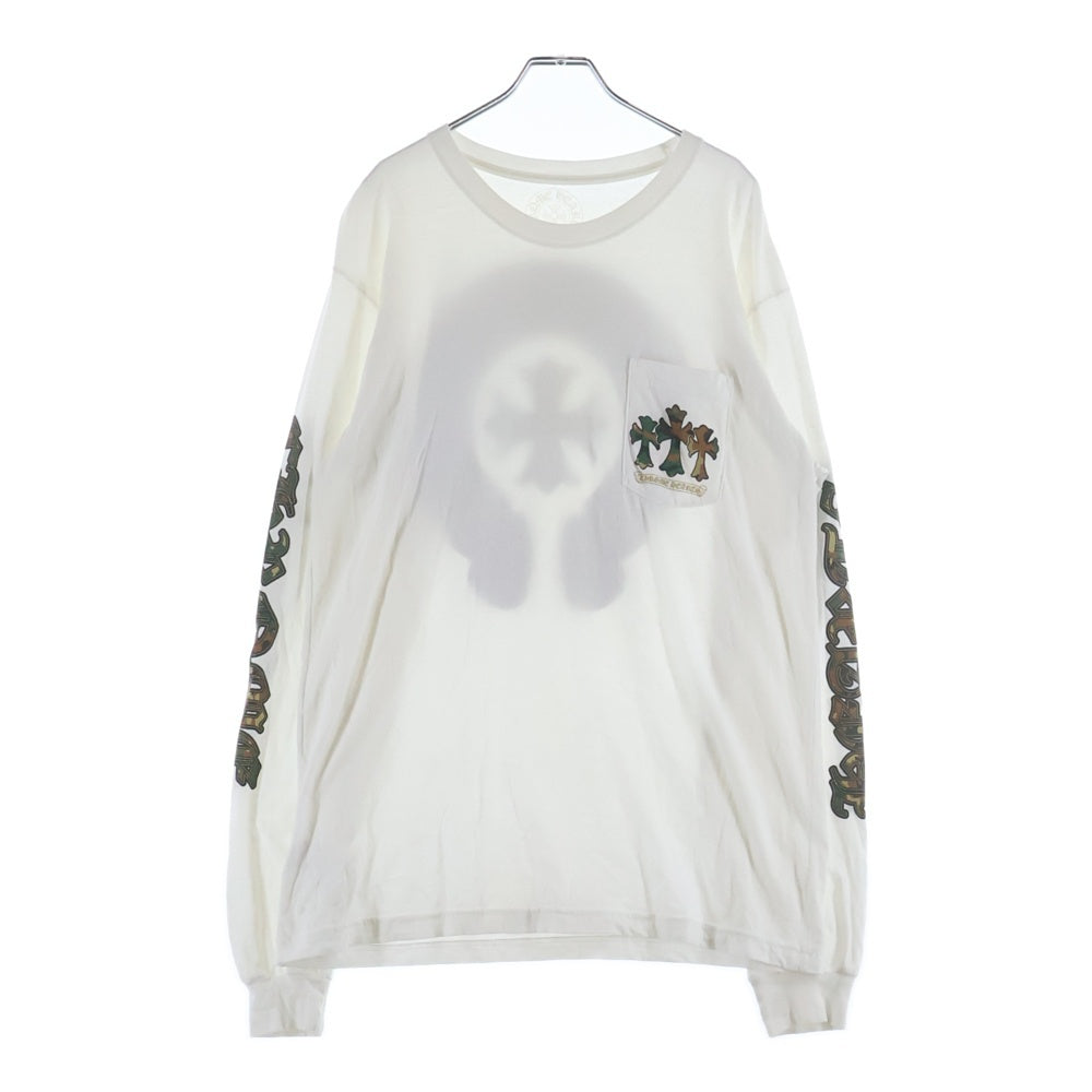 CHROME HEARTS(クロムハーツ) CAMO HORSE SHOE カモホースシュー バッグプリント長袖Tシャツ ホワイト