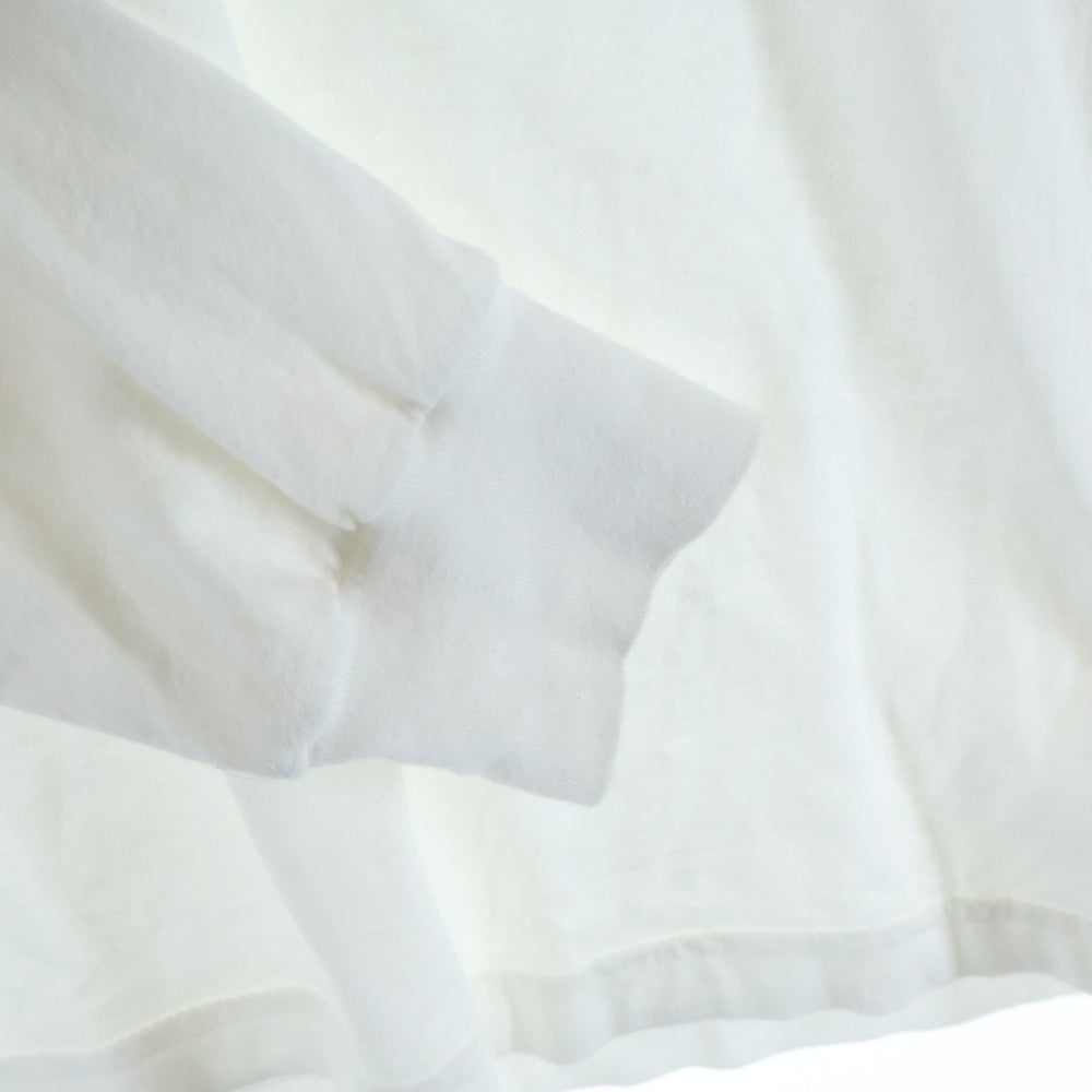 CHROME HEARTS(クロムハーツ) CH LS NECK LOGO ローリングストーンズ ネックロゴプリント 袖ロゴ 長袖Tシャツ ホワイト