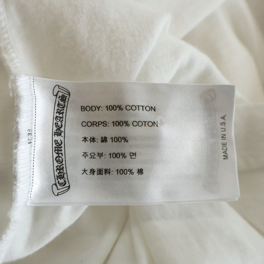 CHROME HEARTS(クロムハーツ) CH LS NECK LOGO ローリングストーンズ ネックロゴプリント 袖ロゴ 長袖Tシャツ ホワイト
