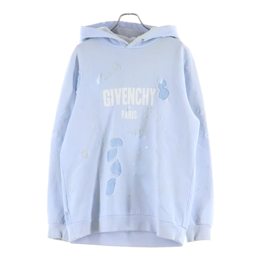 GIVENCHY(ジバンシィ) フロントロゴ デストロイ パーカー ブルー BM703A3Y0S