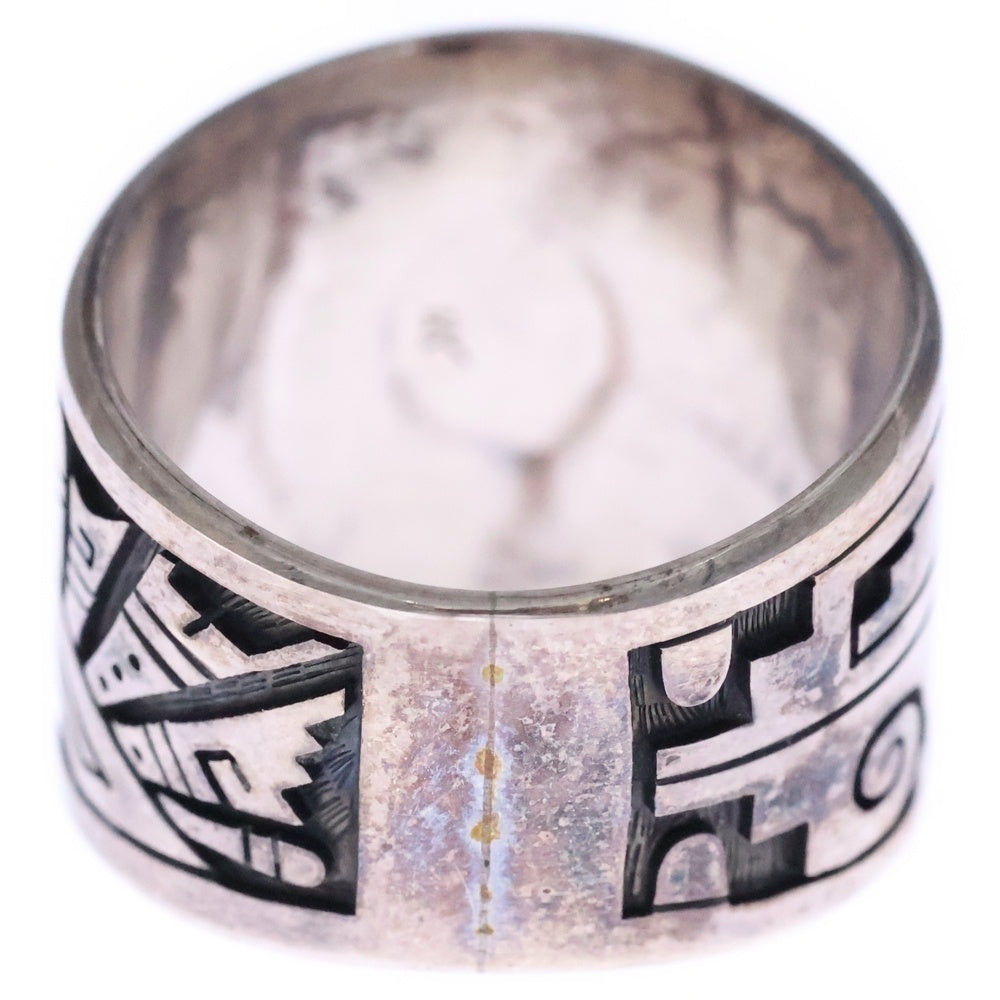 INDIAN JEWELRY(インディアンジュエリー) ホピ族 Berra Tawahongva作 サンフェイス オーバーレイ リング シルバー