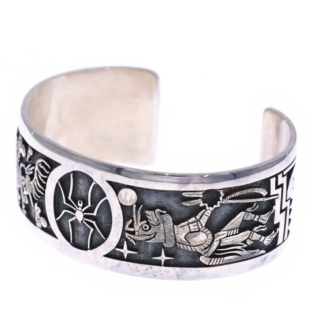 INDIAN JEWELRY(インディアンジュエリー) ホピ族 Bennett Kagenvema ベネット・カゲンヴェマ作 オーバーレイ スパイダー バングル シルバー