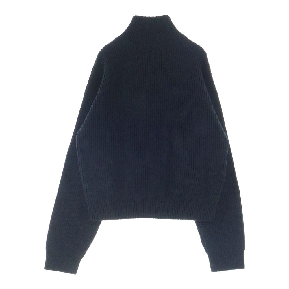 CELINE(セリーヌ) トラッカーセーター トリオンフ ハーフジップ ニット リブ編みウール ブラック RY0FA0ZPV 38NO