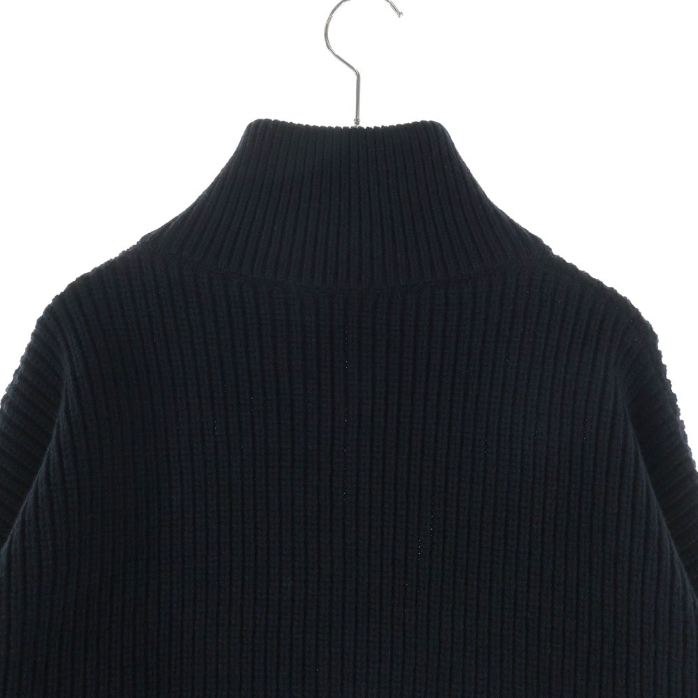 CELINE(セリーヌ) トラッカーセーター トリオンフ ハーフジップ ニット リブ編みウール ブラック RY0FA0ZPV 38NO