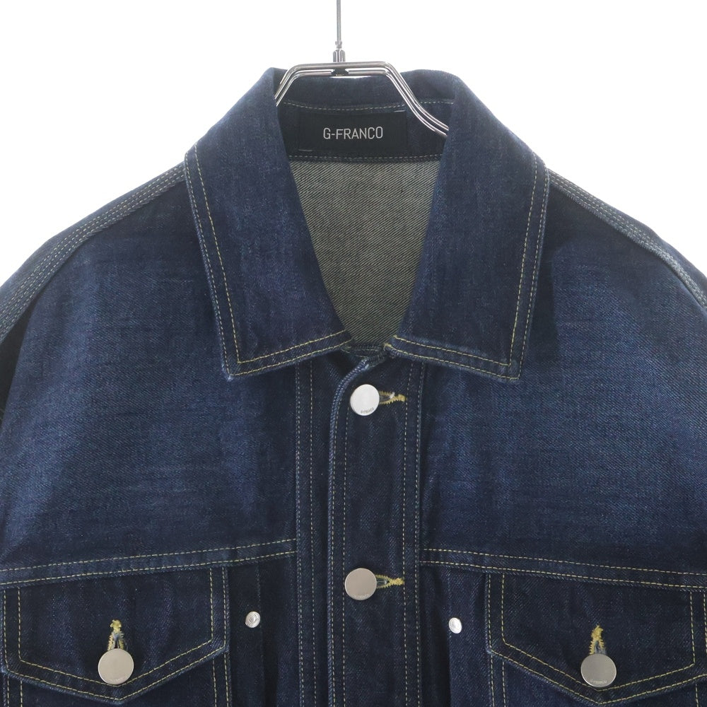 G-FRANCO(ジーフランコ) クロコダイルレザーパッチ付き デニムジャケット インディゴ 24JAWM-01