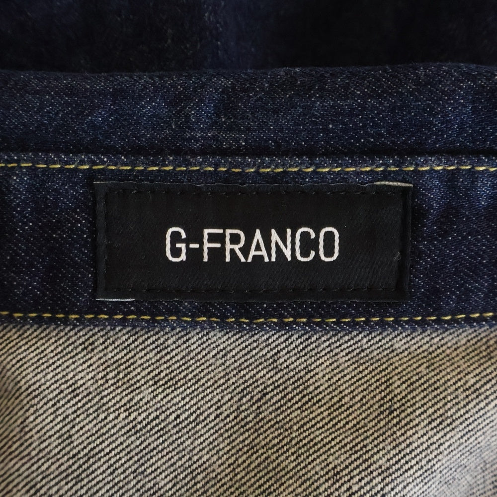 G-FRANCO(ジーフランコ) クロコダイルレザーパッチ付き デニムジャケット インディゴ 24JAWM-01