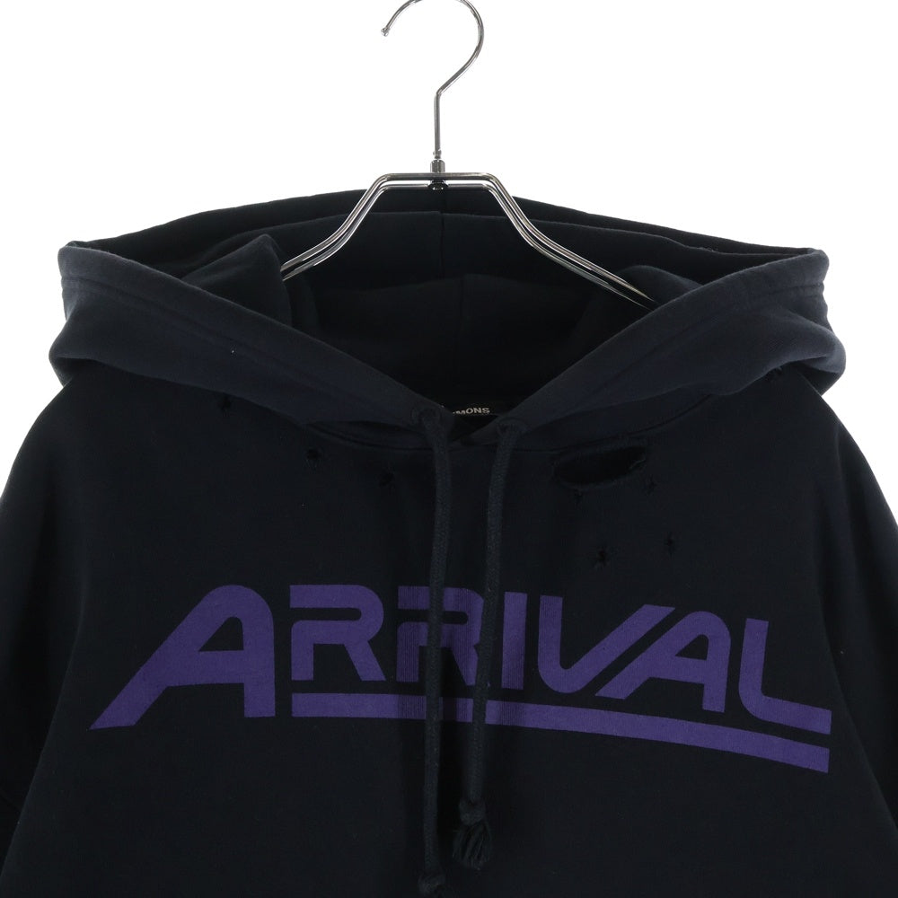 RAF SIMONS(ラフシモンズ) 21AW Arrival Distressed Printed Hoodie フーディー パーカー ブラック