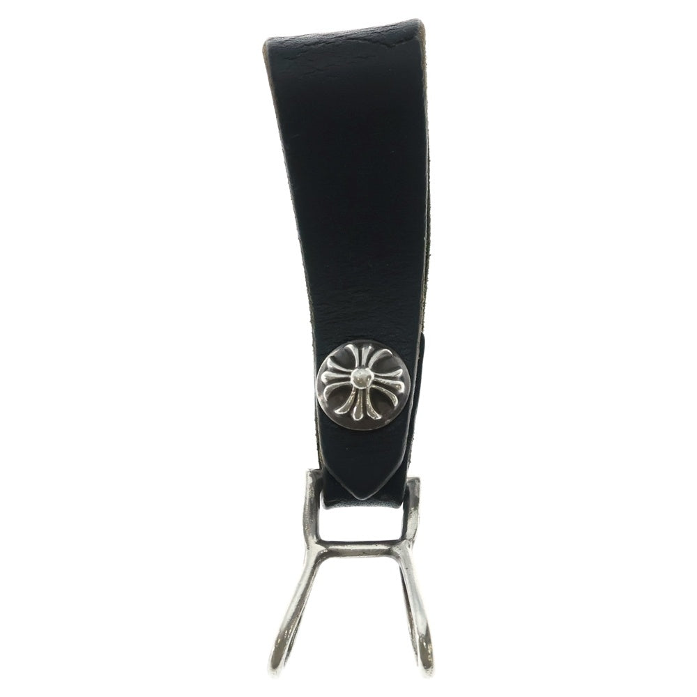 CHROME HEARTS(クロムハーツ) BELT LOOP クロスボールボタンレザーベルトループ シルバー/ブラック BCA397