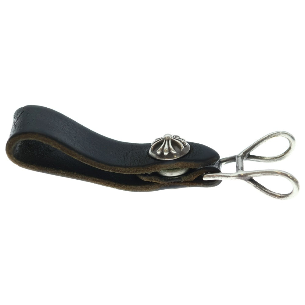 CHROME HEARTS(クロムハーツ) BELT LOOP クロスボールボタンレザーベルトループ シルバー/ブラック BCA397