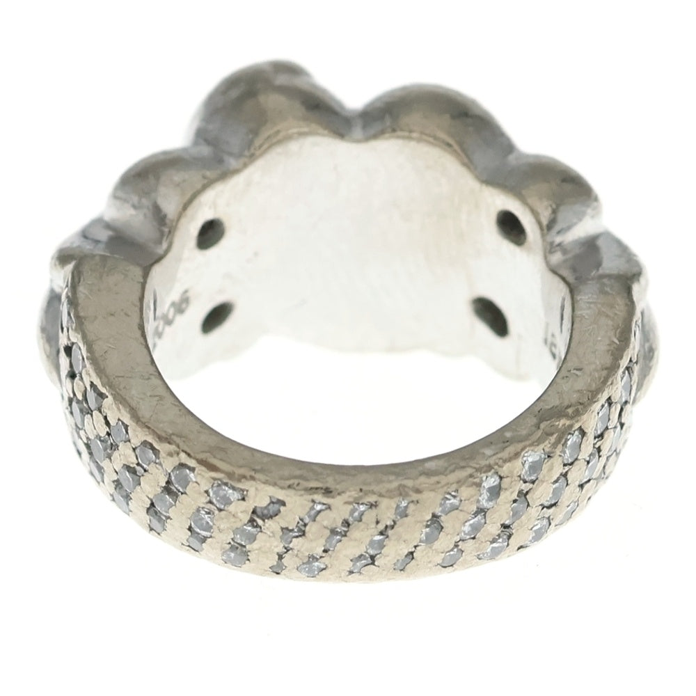 CHROME HEARTS(クロムハーツ) 18K FLRL CRS HRT P DIA フローラルハート PAVEダイヤ ホワイトゴールドリング 7号