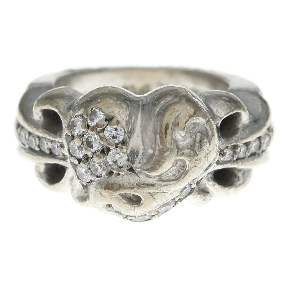 CHROME HEARTS(クロムハーツ) 18K FLRL CRS HRT P DIA フローラルハート PAVEダイヤ ホワイトゴールドリング 7号