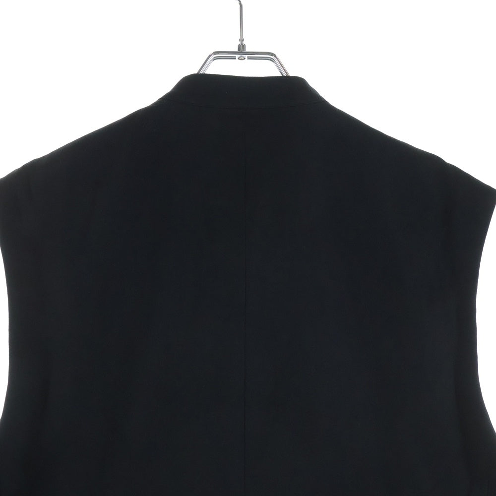 Yohji Yamamoto POUR HOMME(ヨウジヤマモト プールオム) Wool Gabardine Stand Collar Vest ウールジレベスト ブラック HP-V06-100