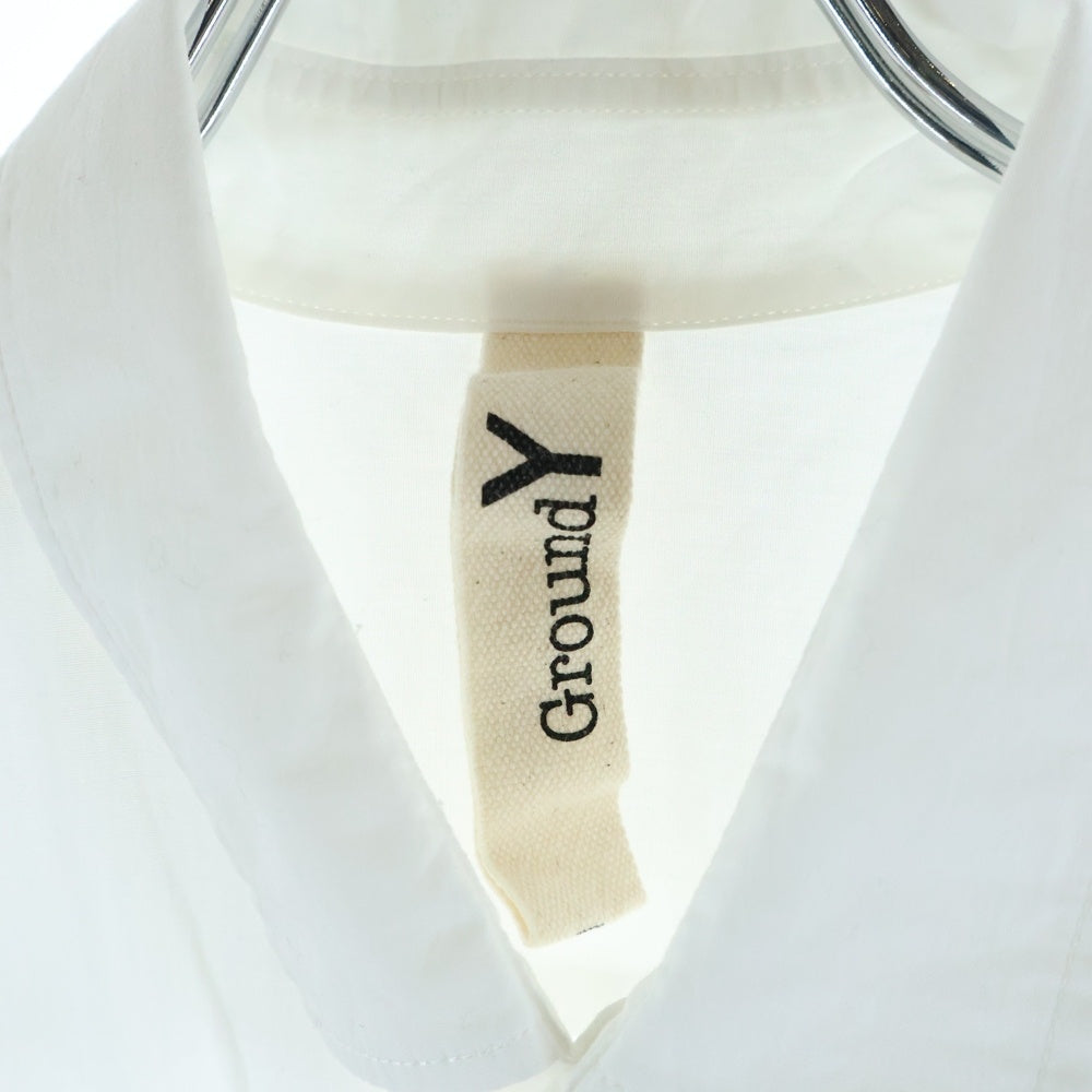 Ground Y(グラウンドワイ) ジャボ付き ロングスリーブ シャツ ホワイト GJ-B01-002