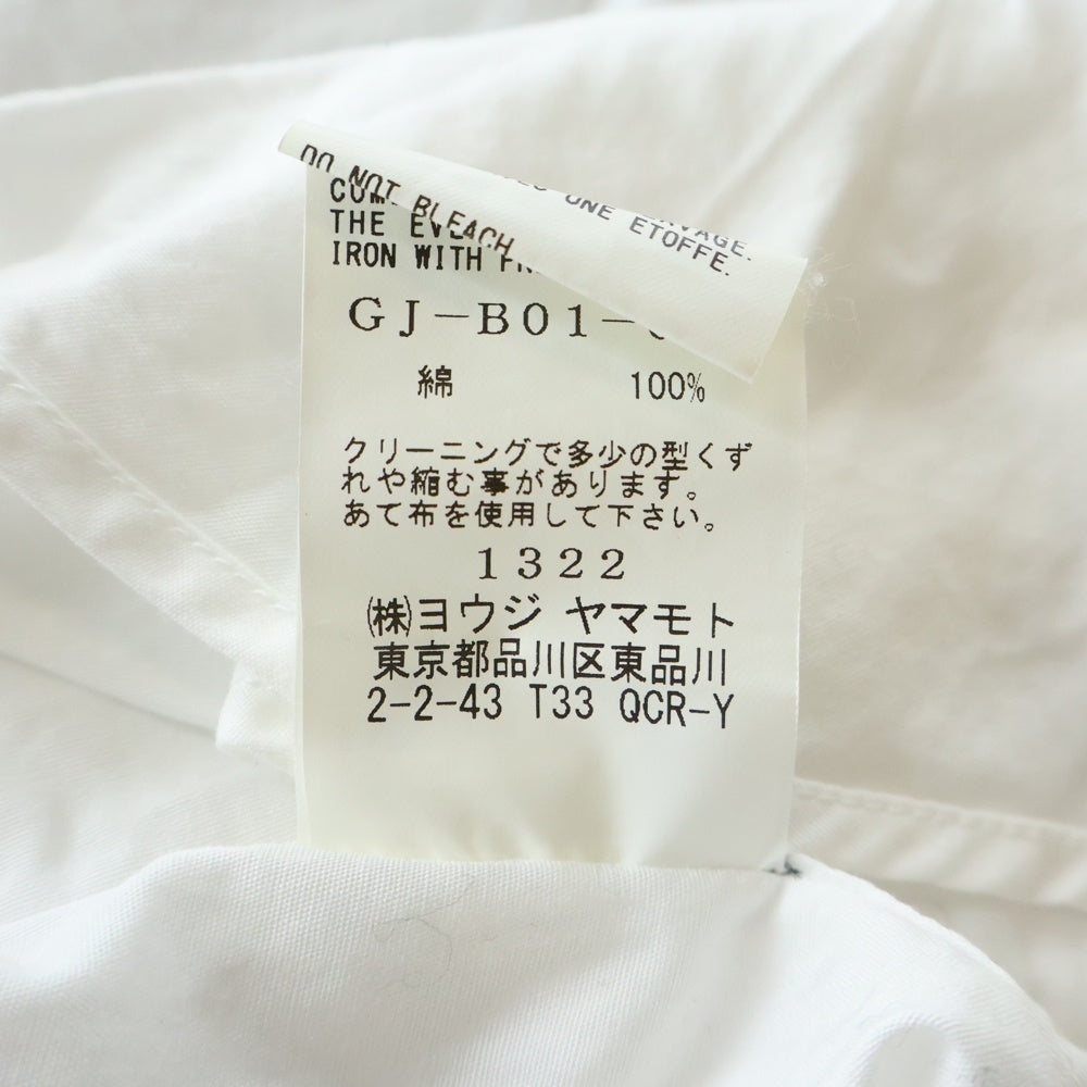 Ground Y(グラウンドワイ) ジャボ付き ロングスリーブ シャツ ホワイト GJ-B01-002
