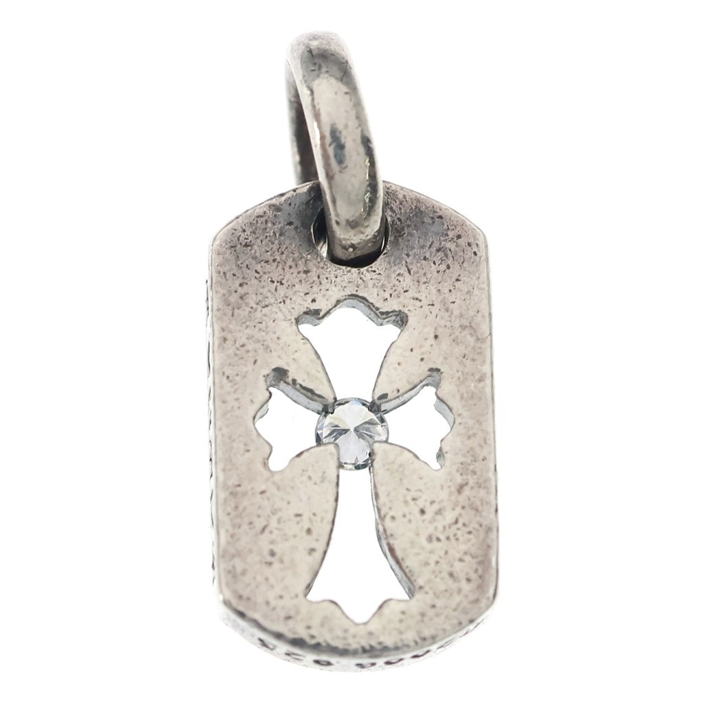 CHROME HEARTS(クロムハーツ) DT TNY CO CRS 1DIA タイニーカットアウトクロスドッグタグ 1ダイヤ チャーム ネックレストップ シルバー BCA410