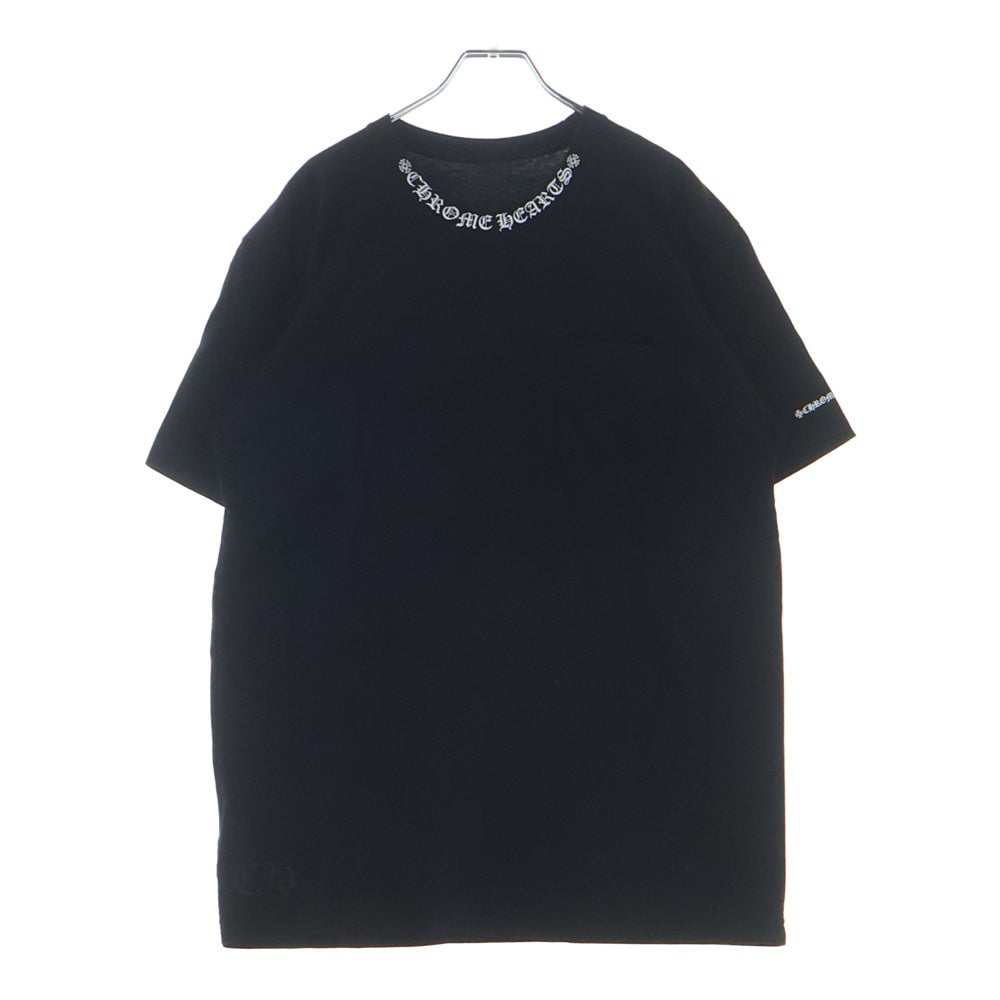 CHROME HEARTS(クロムハーツ) NECK LOGO TEE ネックロゴプリント半袖Tシャツ ブラック