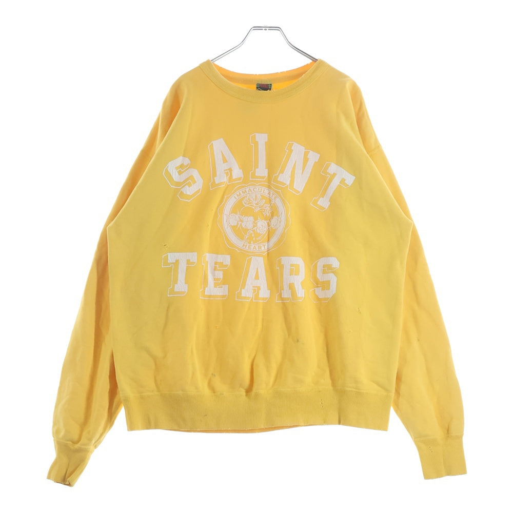 SAINT MICHAEL(セントマイケル) ×DENIM TEARS フロントプリント ダメージ加工 スウェット イエロー SM-A21-0000-049