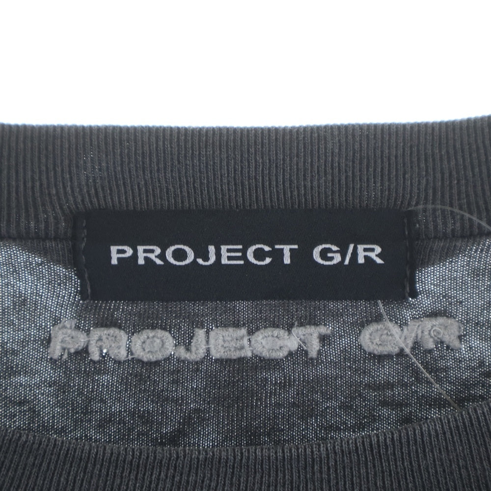 PROJECT G/R(プロジェクトジーアール) フロント 刺繍 プリント 長袖カットソー ロンT グレー