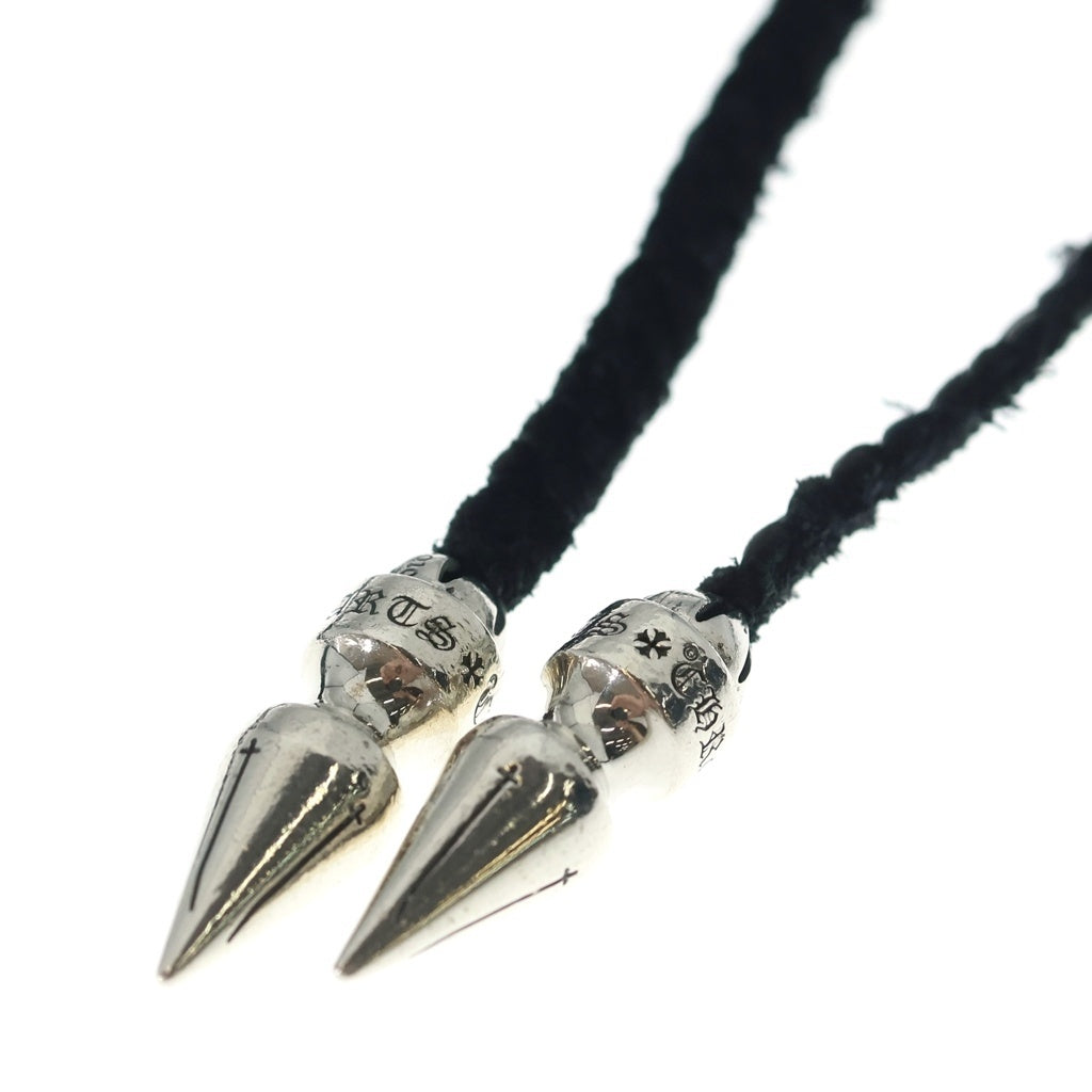 CHROME HEARTS(クロムハーツ) SPIKE LEATHER BRAID スパイクレザーブレード レザーネックレス シルバー/ブラック