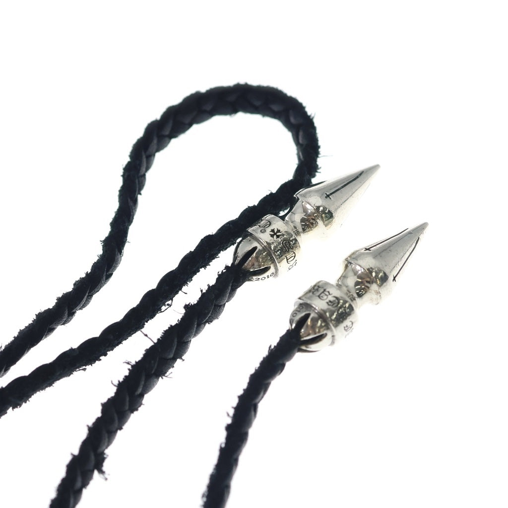 CHROME HEARTS(クロムハーツ) SPIKE LEATHER BRAID スパイクレザーブレード レザーネックレス シルバー/ブラック