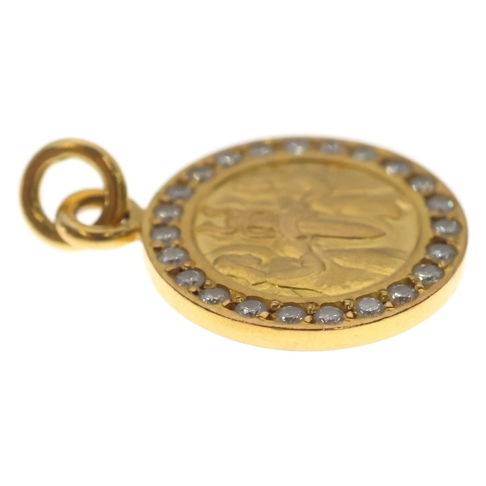 CHROME HEARTS(クロムハーツ) 22K CHRM ANGL MDL P/DIA エンジェルメダル PAVEダイヤ ペンダントトップ ゴールド
