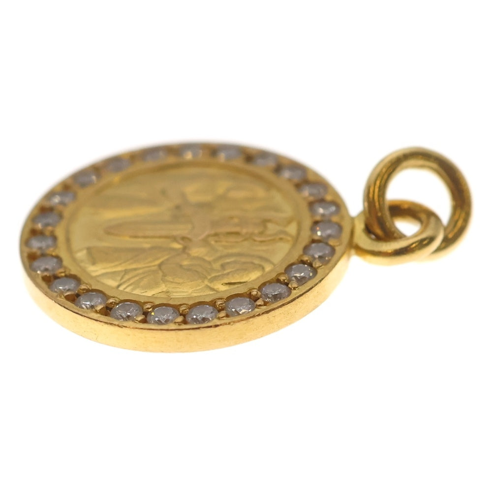 CHROME HEARTS(クロムハーツ) 22K CHRM ANGL MDL P/DIA エンジェルメダル PAVEダイヤ ペンダントトップ ゴールド