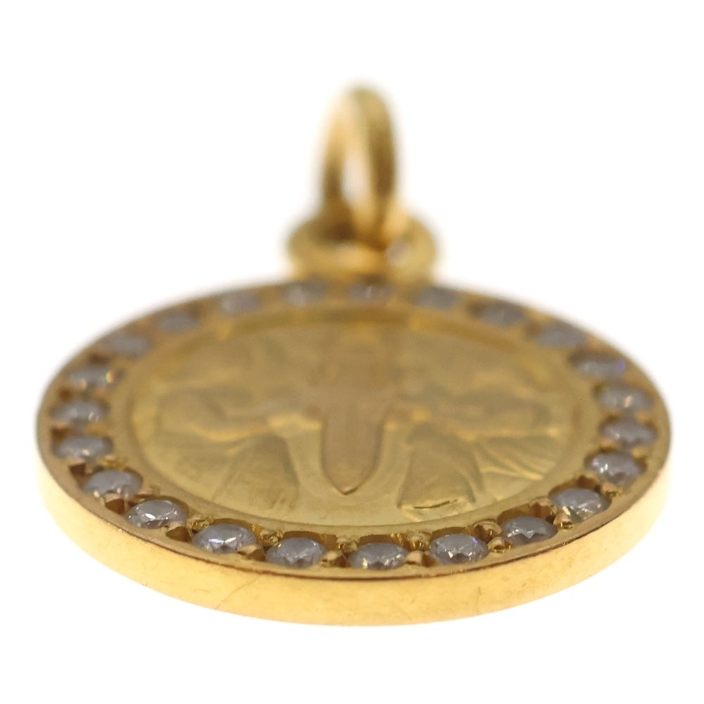 CHROME HEARTS(クロムハーツ) 22K CHRM ANGL MDL P/DIA エンジェルメダル PAVEダイヤ ペンダントトップ ゴールド
