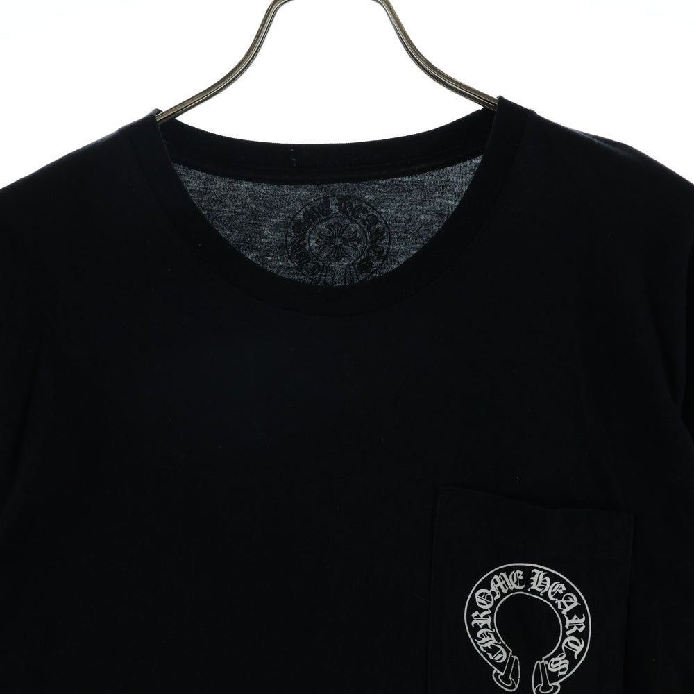 CHROME HEARTS(クロムハーツ) FLRL CRS HORSESHOE L/S フローラルクロス ホースシュー 長袖Tシャツ ブラック