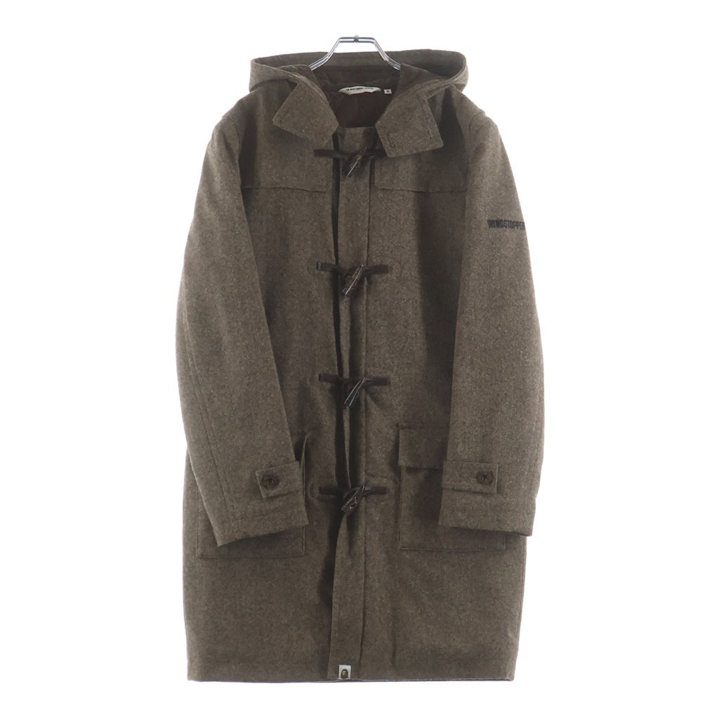 A BATHING APE(アベイシングエイプ) WOOL DUFFLE COAT 裏地キルティング ウール ダッフル フーディー ジップアップ コート ブラウン
