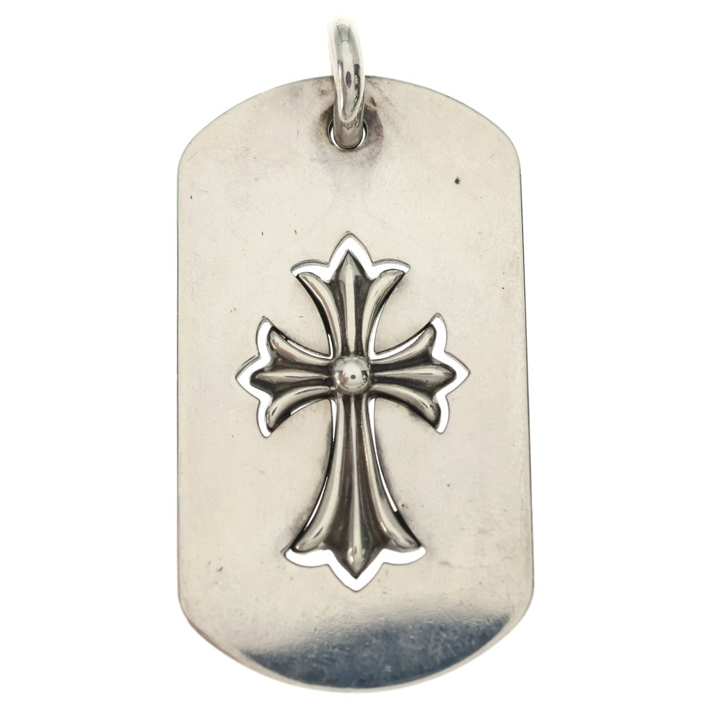 CHROME HEARTS(クロムハーツ) D TAG LRG TNY CRS カットアウトタイニーCHクロス ラージドッグタグ ネックレストップ シルバー