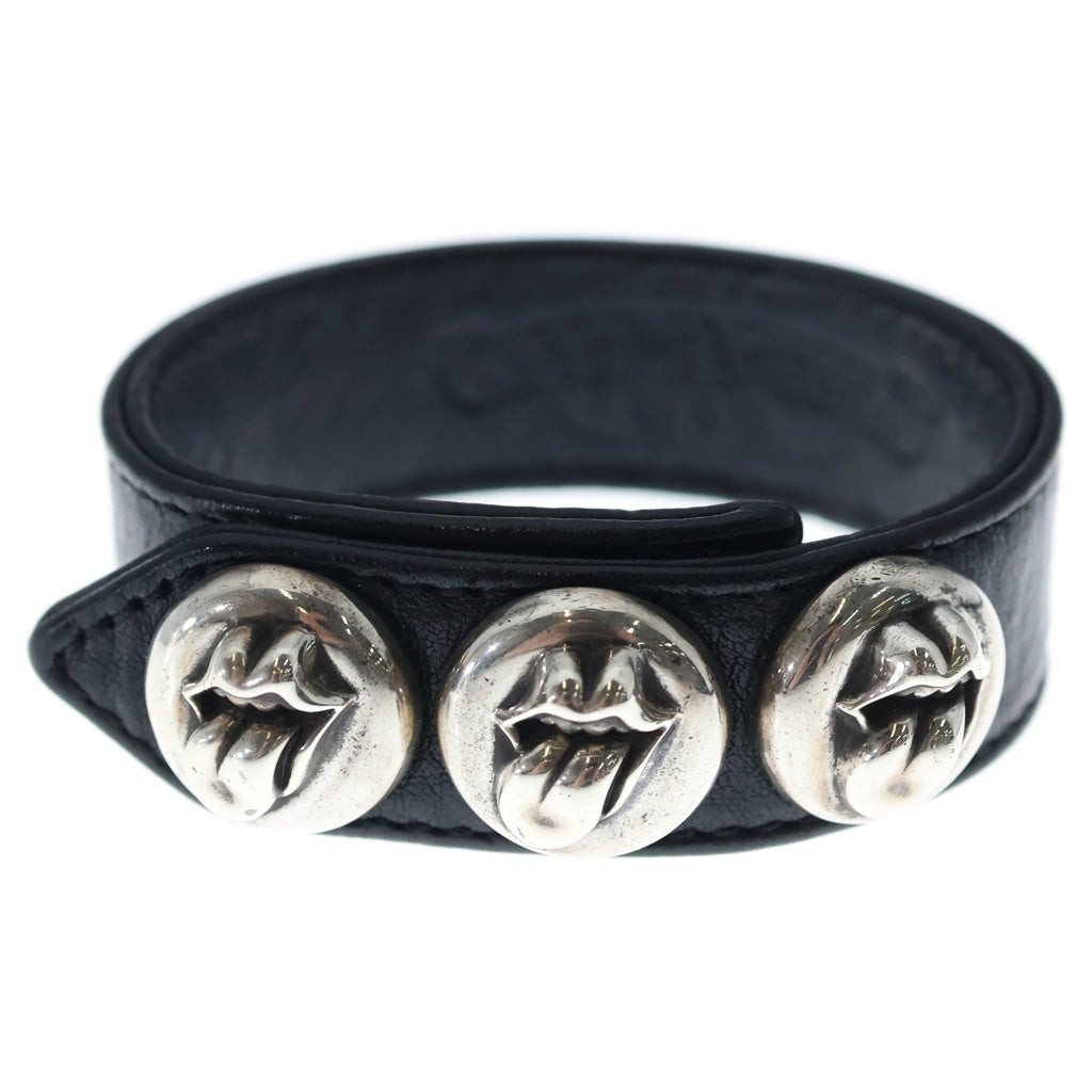 CHROME HEARTS(クロムハーツ) 3BTN 2SNP L&T リップアンドタン 3ボタン2スナップ レザーブレスレット ブラック/シルバー