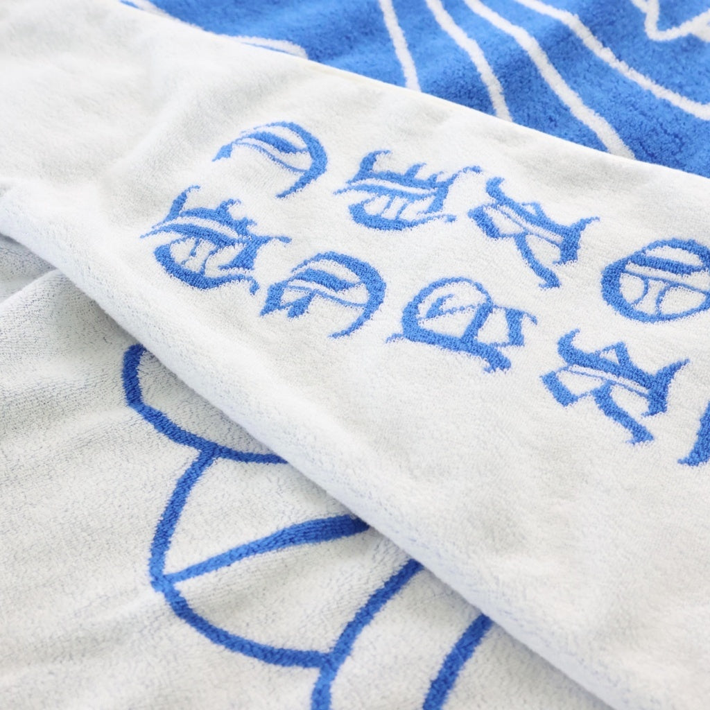 CHROME HEARTS(クロムハーツ) BEACH TOWEL ロゴ総柄ビーチタオル ブルー