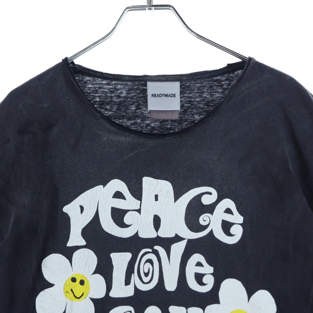 READY MADE(レディメイド) SS T-SHIRT PEACE ロゴプリント Tシャツ 半袖カットソー ブラック RE-CO-BK-00-00-280